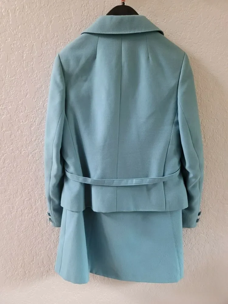 Vintage Modell International Reine Schurwolle Women's Blue Skirt Suit, size 40 - Picture 7 of 11